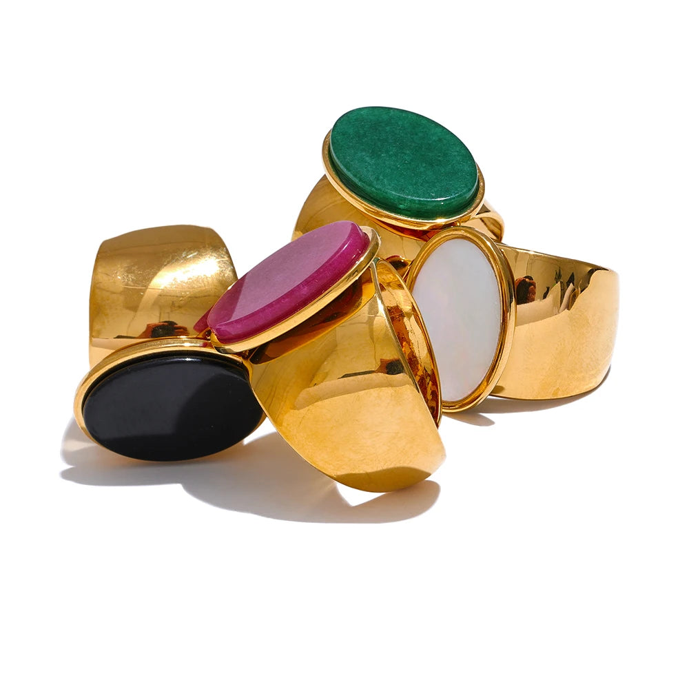 Chunky Versatile Natural Stone Ring - Ecru