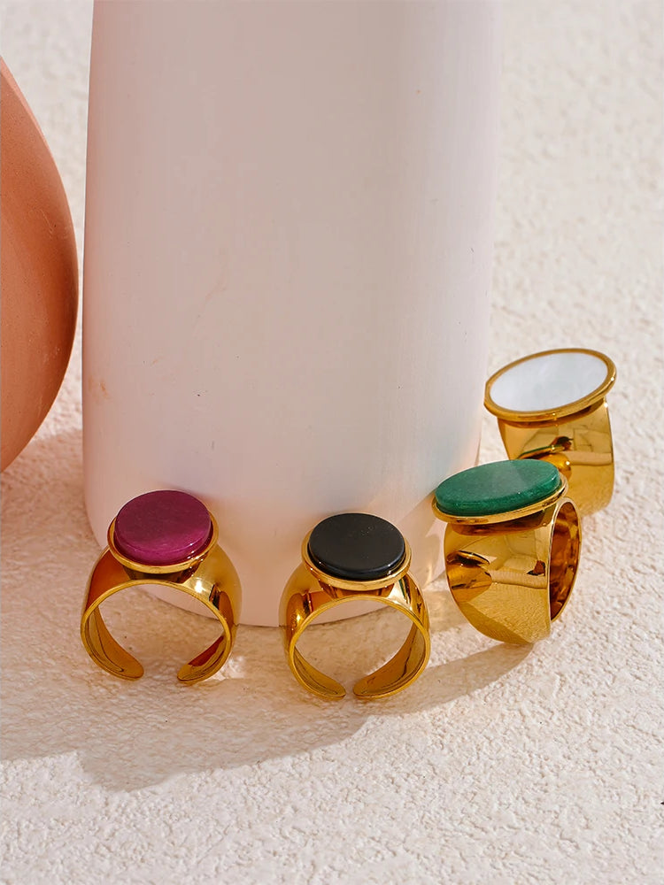 Chunky Versatile Natural Stone Ring - Ecru