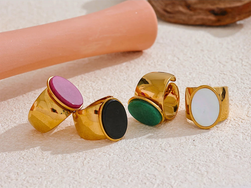Chunky Versatile Natural Stone Ring - Ecru