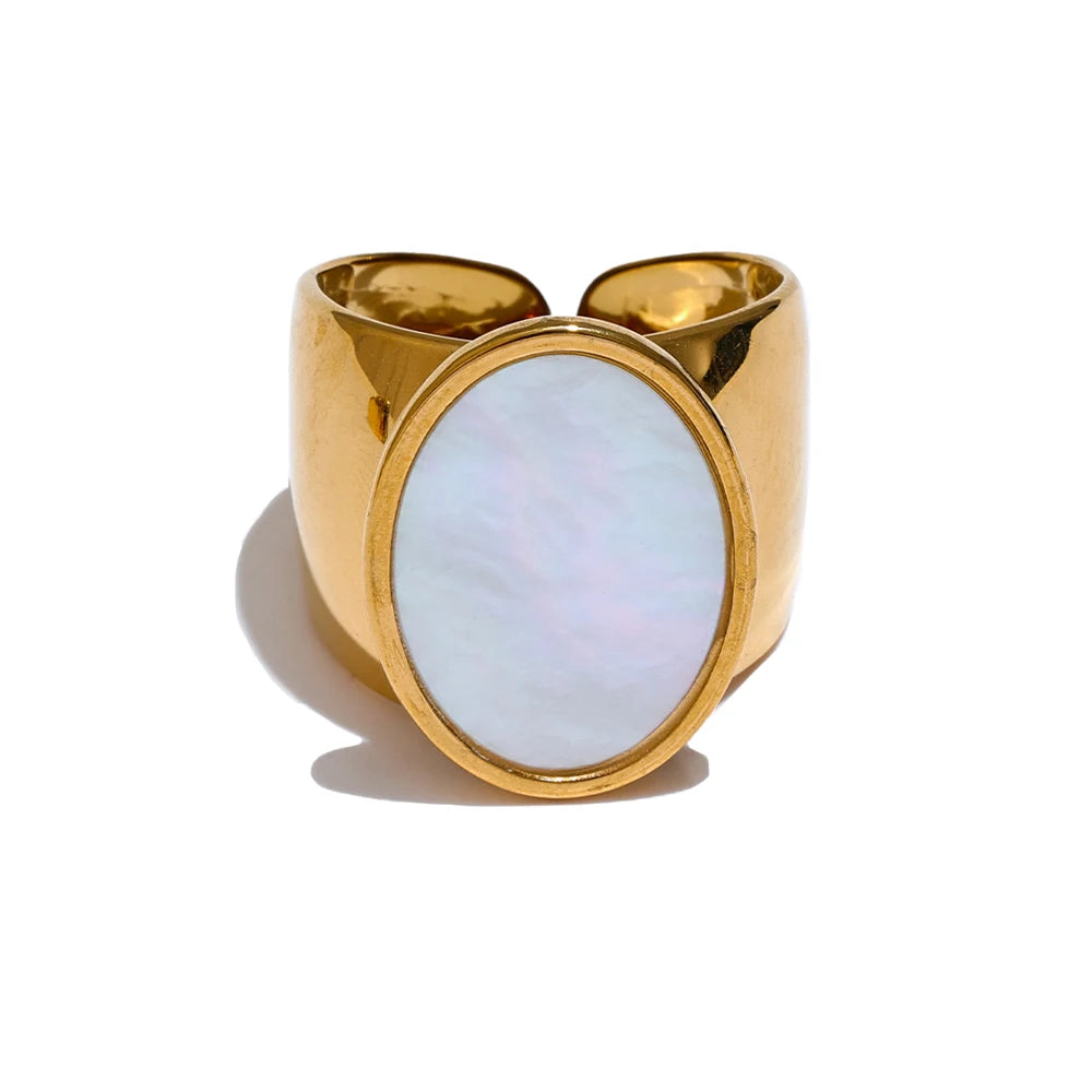 Chunky Versatile Natural Stone Ring - Ecru