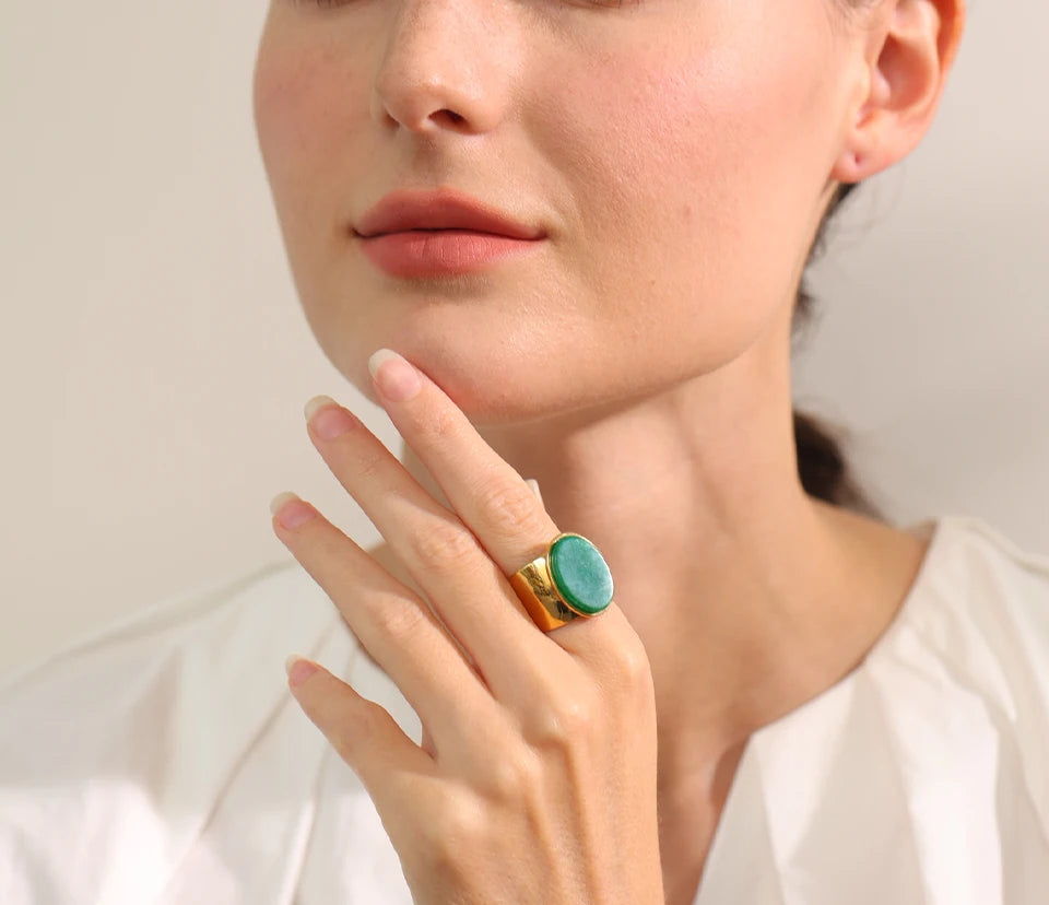 Chunky Versatile Natural Stone Ring - Ecru