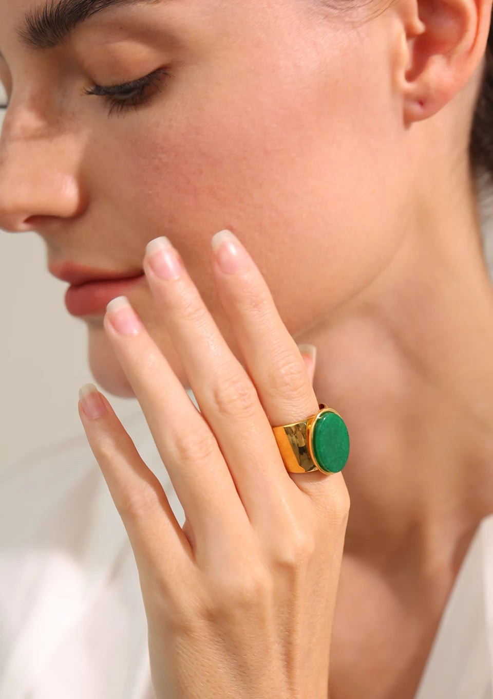 Chunky Versatile Natural Stone Ring - Ecru