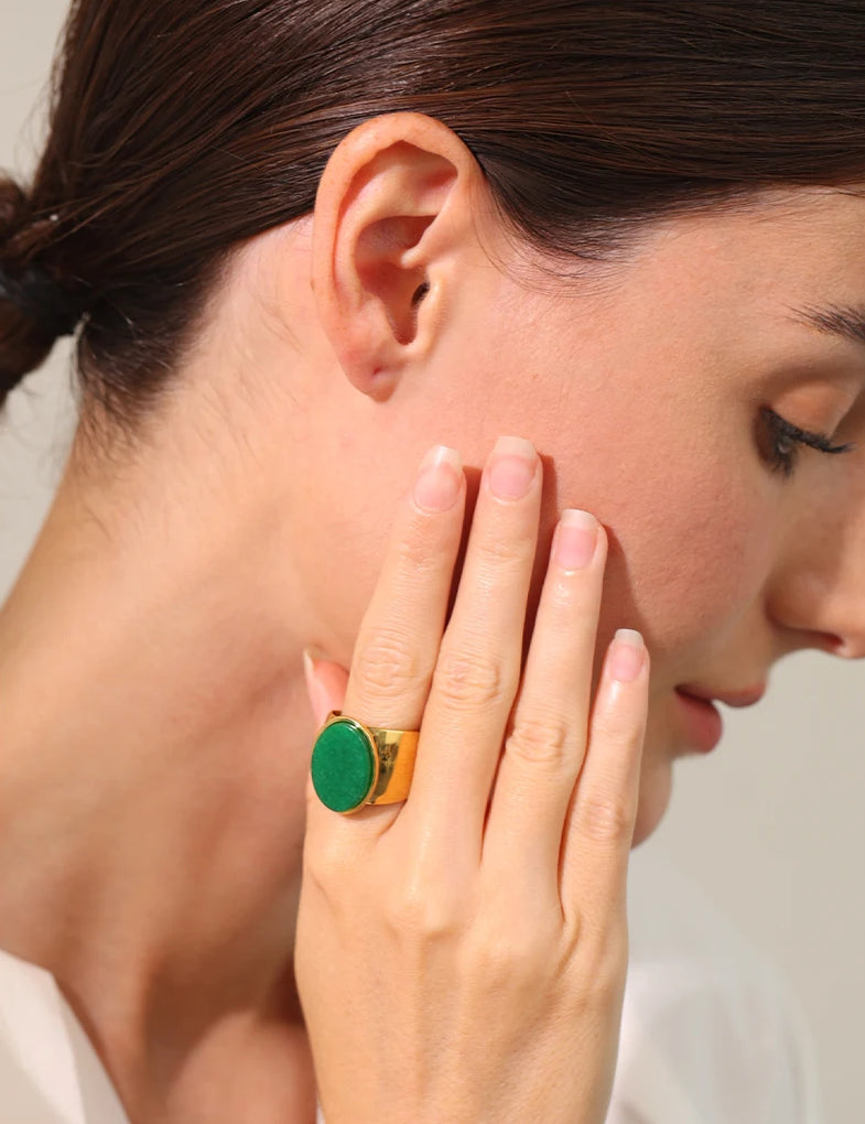 Chunky Versatile Natural Stone Ring - Ecru