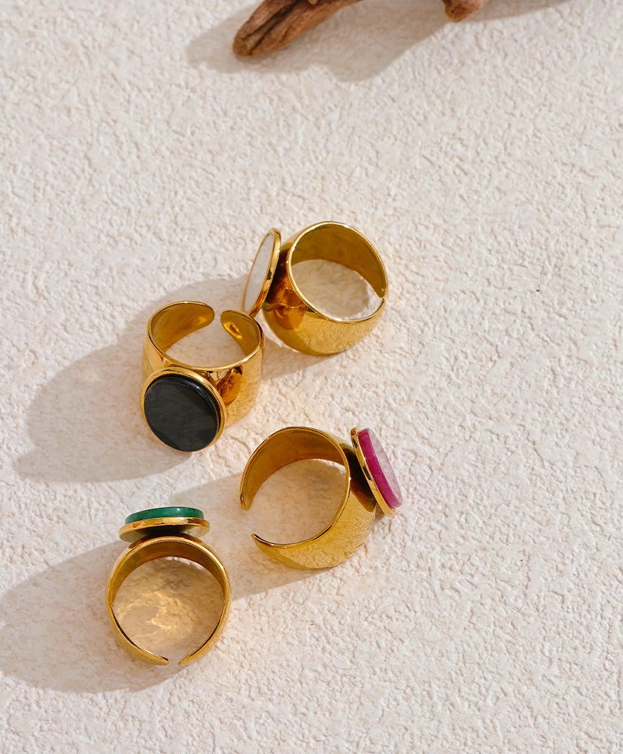 Chunky Versatile Natural Stone Ring - Ecru