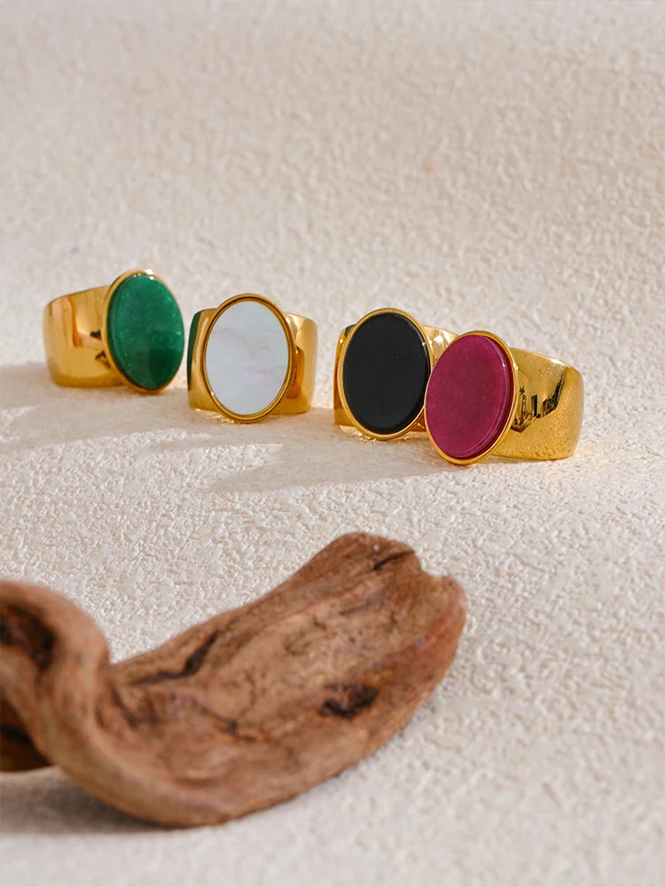 Chunky Versatile Natural Stone Ring - Ecru