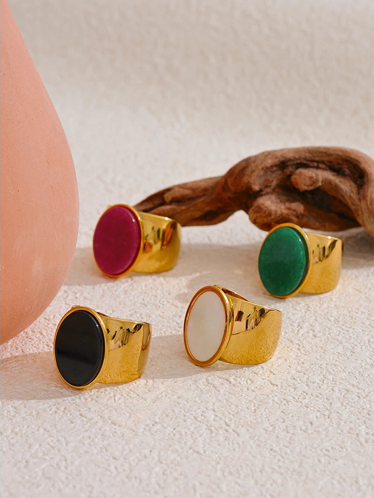 Chunky Versatile Natural Stone Ring - Ecru