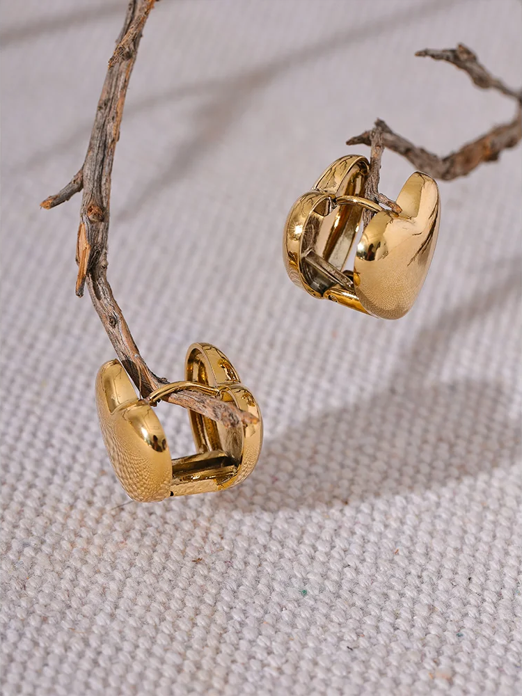 Heart Love Double Face Earrings - Ecru