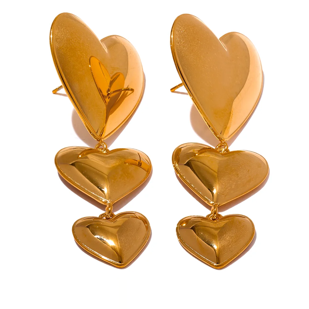 Heart Love Long Hanging Earrings - Ecru