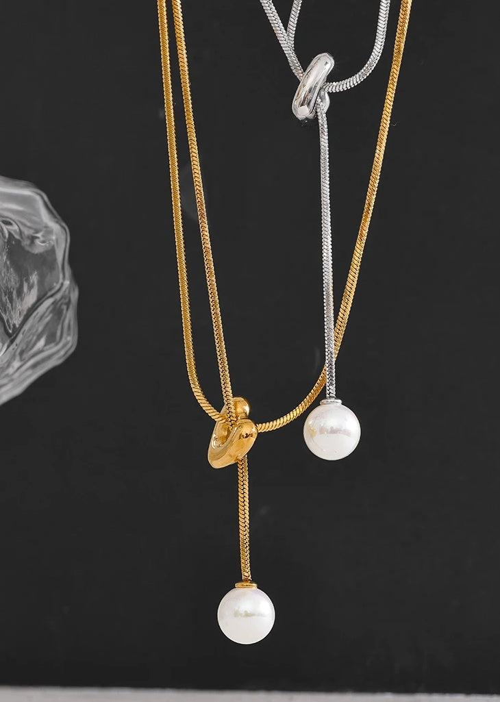 Long Chain Heart Pendant Necklace - Ecru