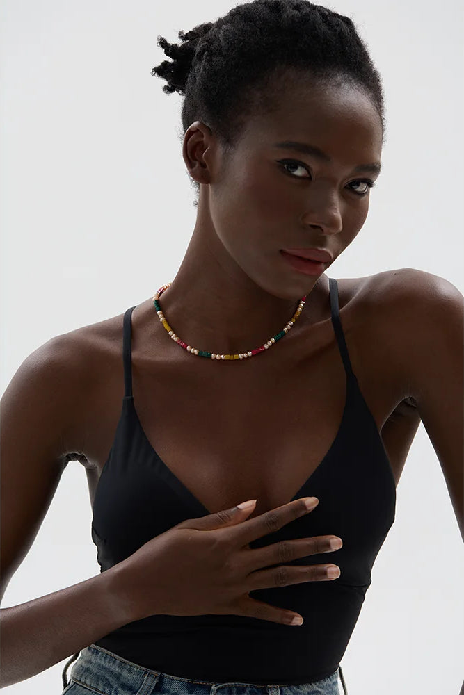 Pearl Natural Stone Beaded Necklace - Ecru