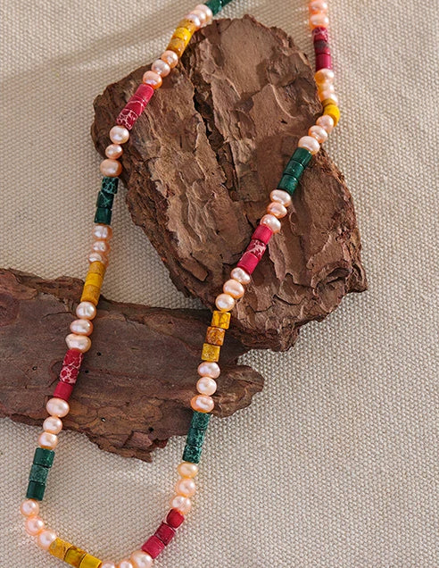 Pearl Natural Stone Beaded Necklace - Ecru