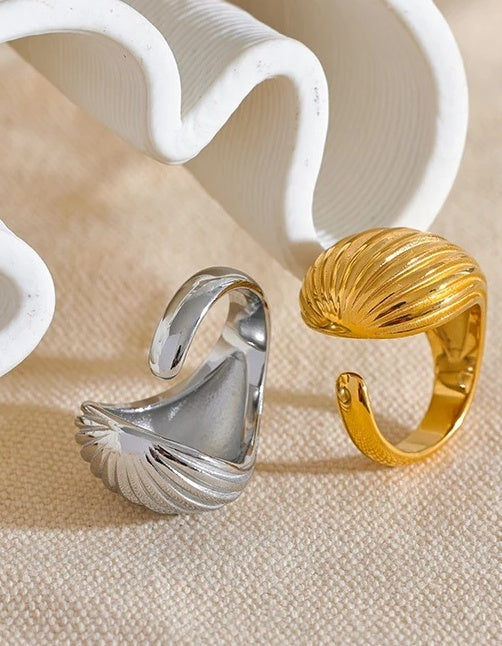 Stripe Geometric Fashion Open Ring - Ecru