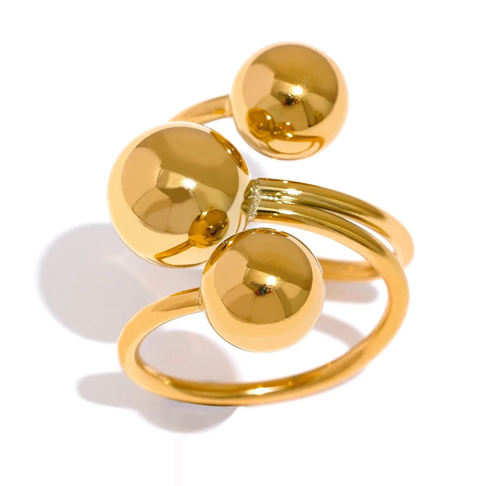 Stylish Unique Big Bead Ring - Ecru