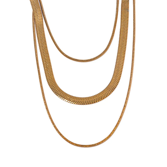Layered Shiny Modern Statement Necklace - Ecru