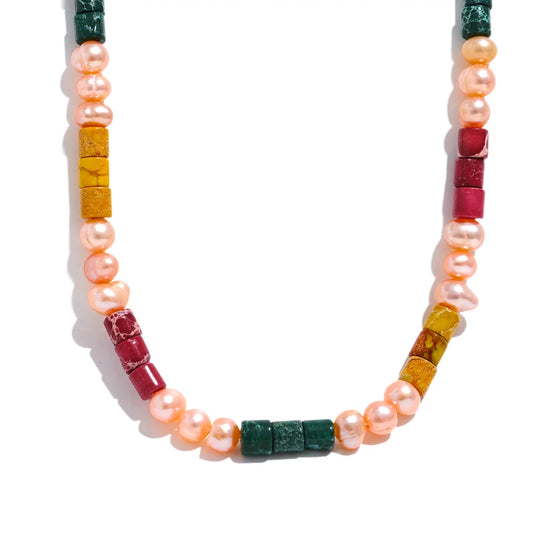 Pearl Natural Stone Beaded Necklace - Ecru