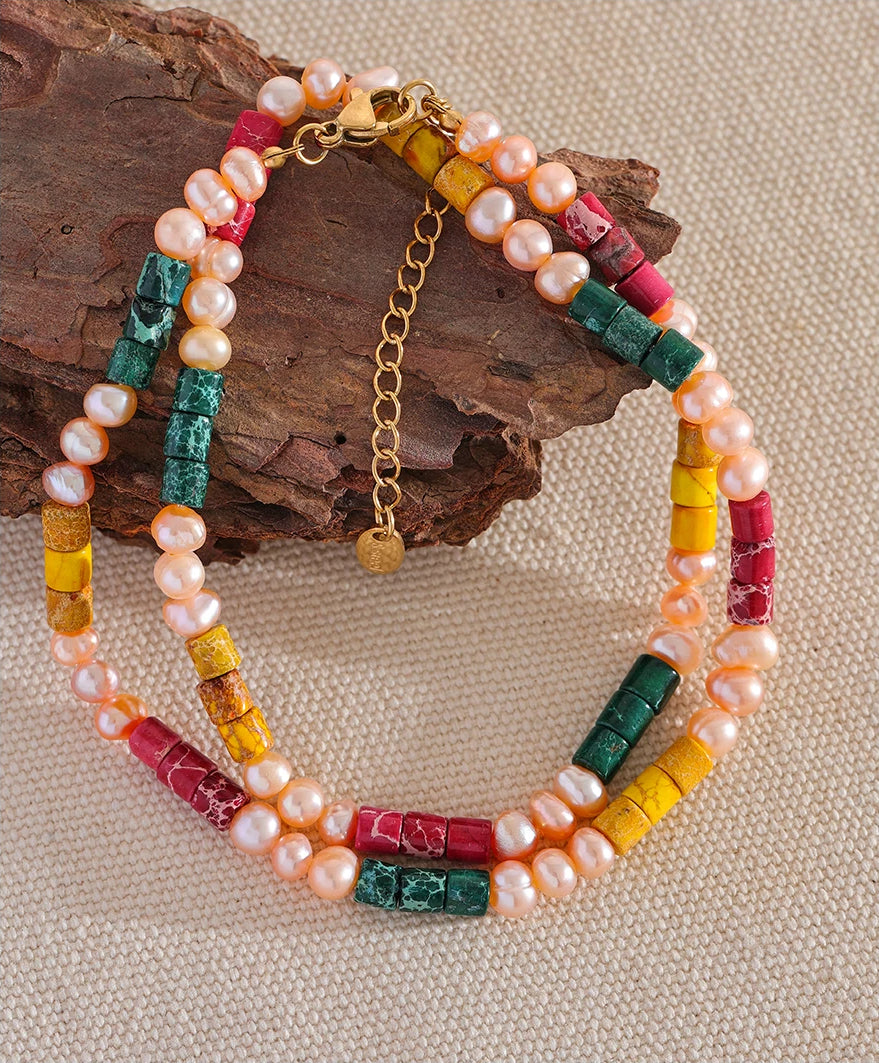 Pearl Natural Stone Beaded Necklace - Ecru