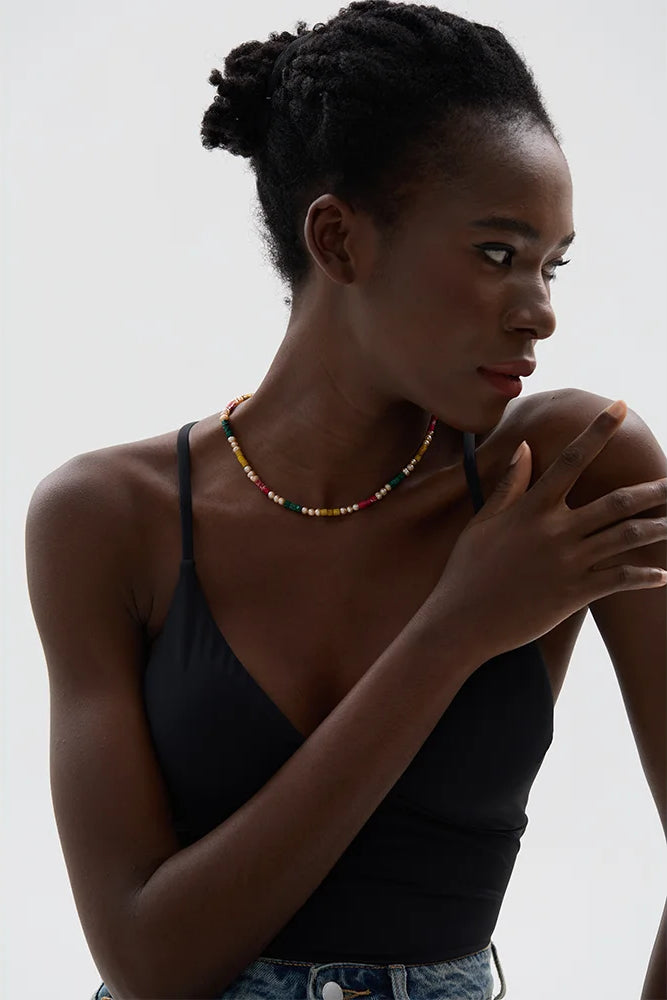 Pearl Natural Stone Beaded Necklace - Ecru