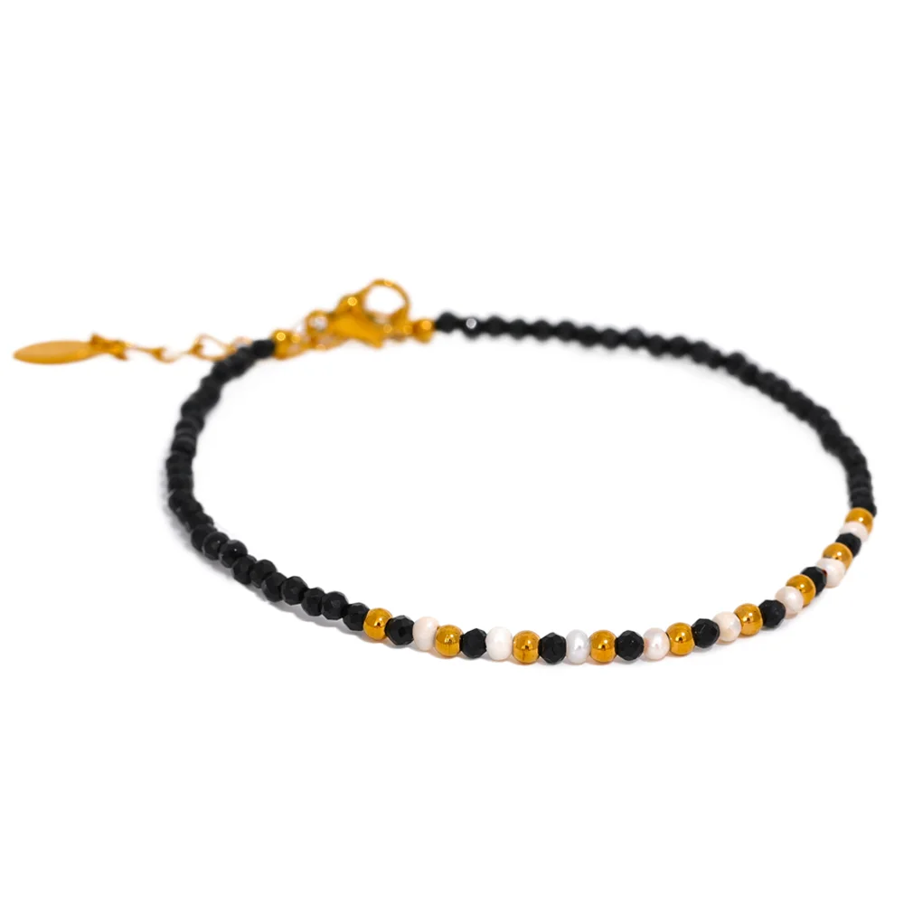 Refinedblack Crystal Pearl Beaded Necklace - Ecru