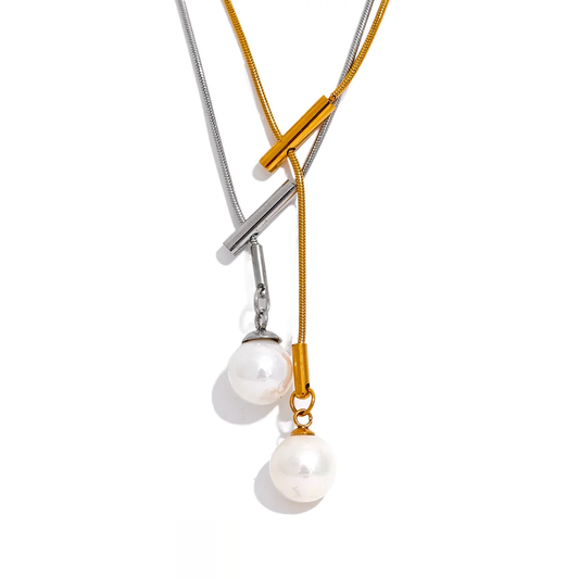 Shell Pearl Pendant Korean Necklace - Ecru