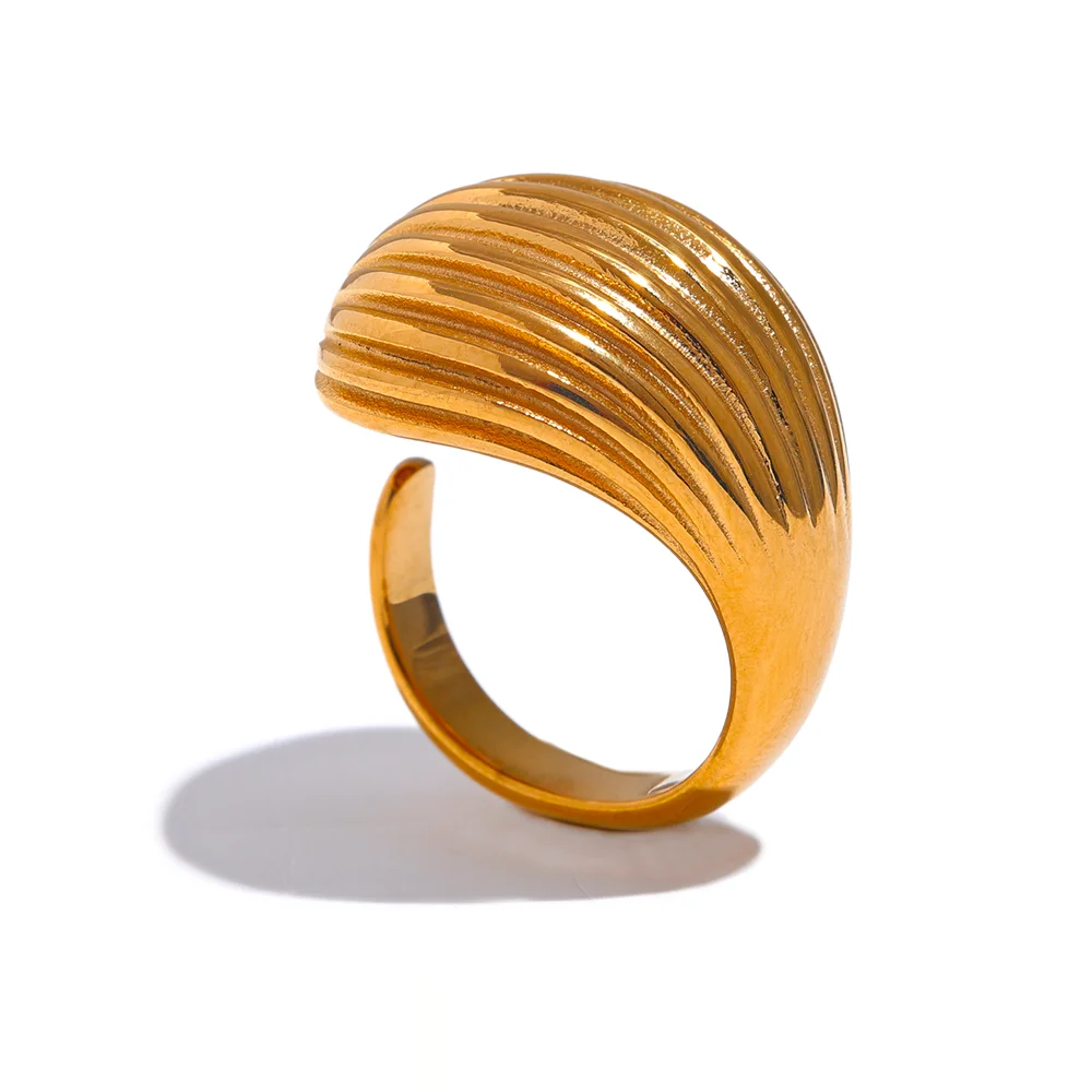 Stripe Geometric Fashion Open Ring - Ecru