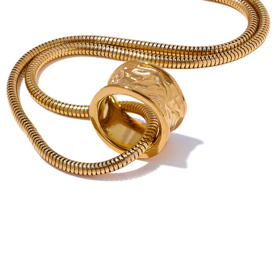 Textured Refined Chunky Pendant Necklace - Ecru